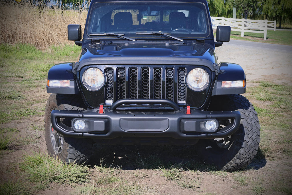 Letke Offroad Front Bumper – Steel, Textured Black (2018–2024 Jeep Wrangler JL 10th Anniversary Edition, No Sensor Holes)