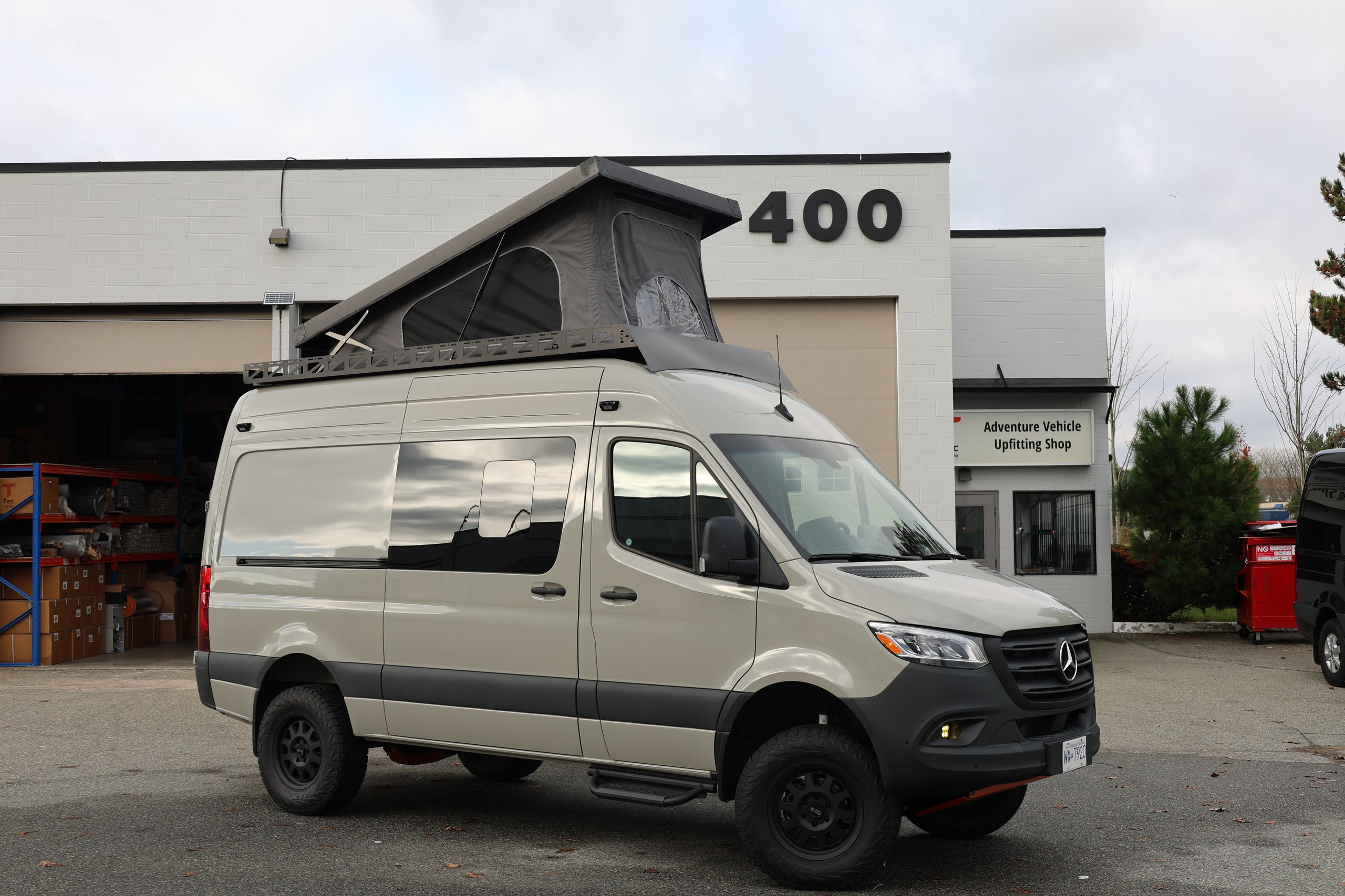 Sprinter carbon fiber roof top tent side profile