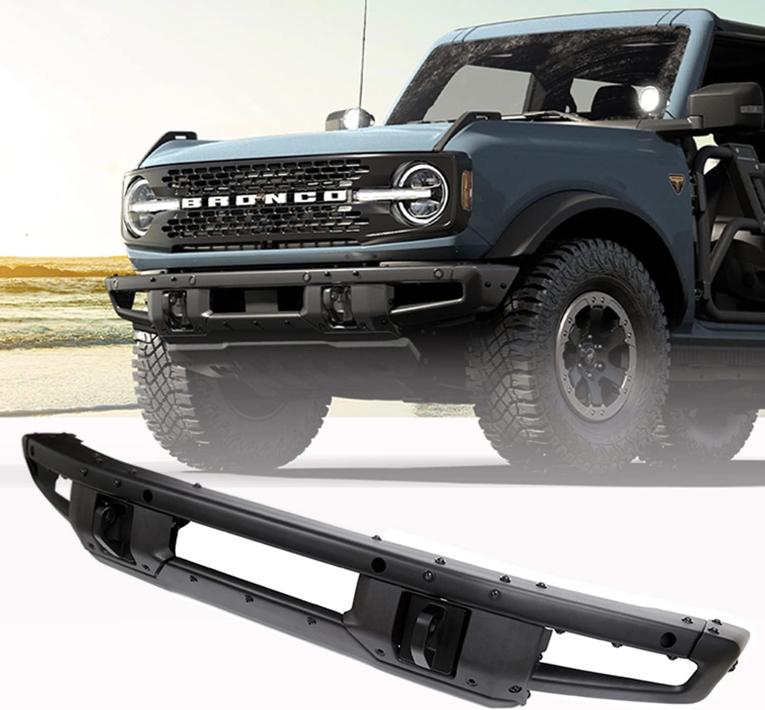 Letke Offroad Front Bumper – Steel, Textured Black (2021–2025 Ford Bronco)