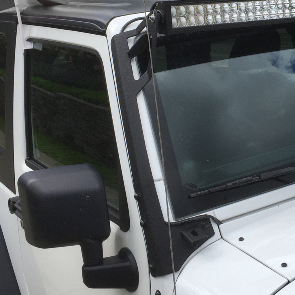 Letke Offroad A-Pillar Light Mount Rack – Textured Black (2007–2018 Jeep Wrangler JK/JKU)